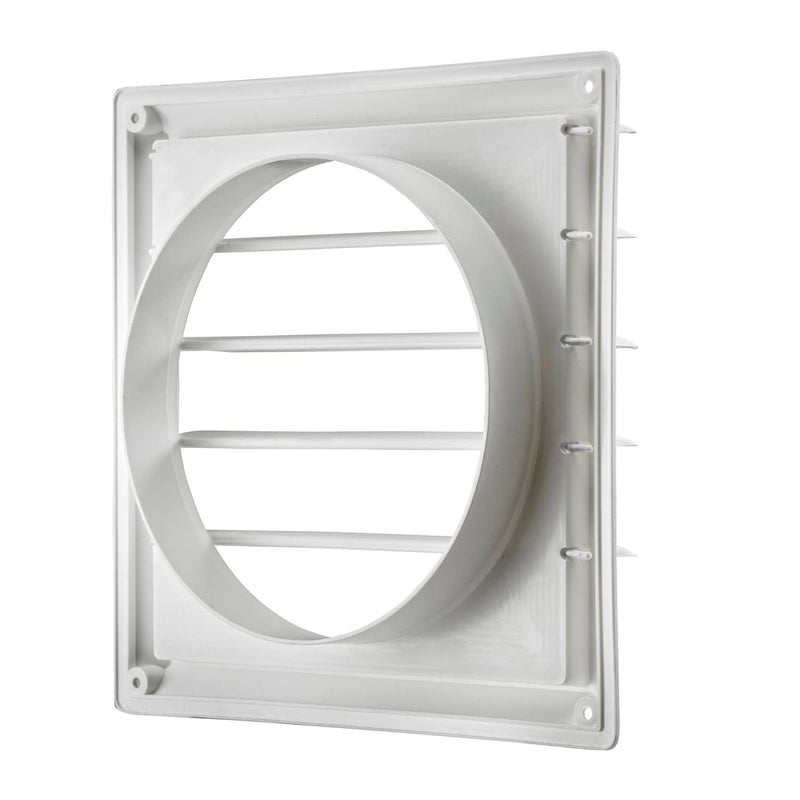 Lambro Industries, Inc.-8" White Plastic Louver Vent (Price Per Piece). Item #363W, outside dimensions are 10.875" x 10.875". - Image 2